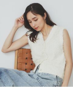 index / インデックス ベスト | 《Can Cam掲載》フリンジシャギーコンパクトベスト【洗濯機洗い可】