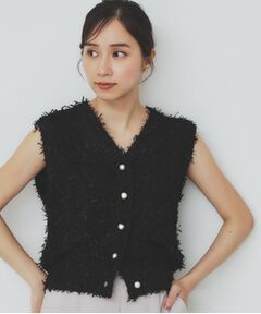 index / インデックス ベスト | 《Can Cam掲載》フリンジシャギーコンパクトベスト【洗濯機洗い可】