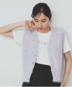 index / インデックス ベスト | 《Can Cam掲載》フリンジシャギーコンパクトベスト【洗濯機洗い可】