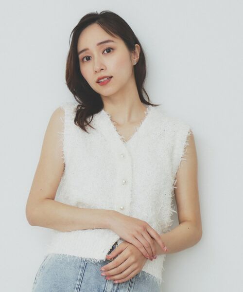 index / インデックス ベスト | 《Can Cam掲載》フリンジシャギーコンパクトベスト【洗濯機洗い可】 | 詳細1