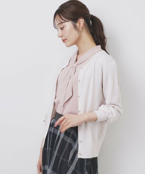 index / インデックス カーディガン・ボレロ | 《美人百花掲載》ビジュークルーネックカーディガン【洗濯機洗い可/UVケア/接触冷感/抗ピル】 | 詳細1