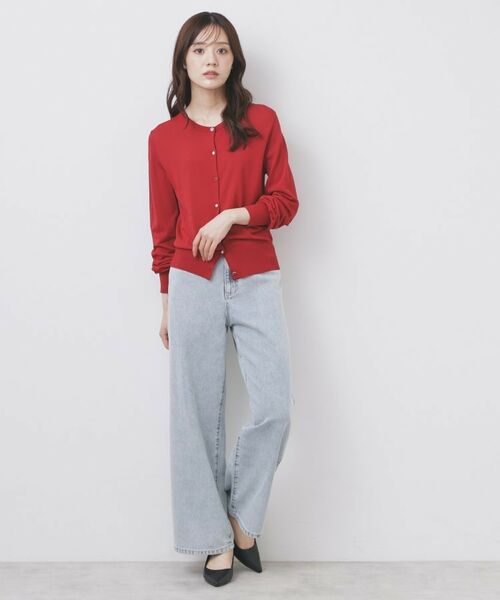 index / インデックス カーディガン・ボレロ | 《美人百花掲載》ビジュークルーネックカーディガン【洗濯機洗い可/UVケア/接触冷感/抗ピル】 | 詳細10