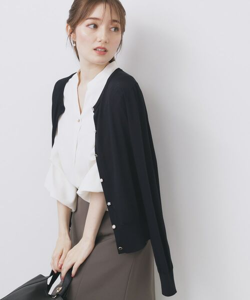 index / インデックス カーディガン・ボレロ | 《美人百花掲載》ビジュークルーネックカーディガン【洗濯機洗い可/UVケア/接触冷感/抗ピル】 | 詳細13