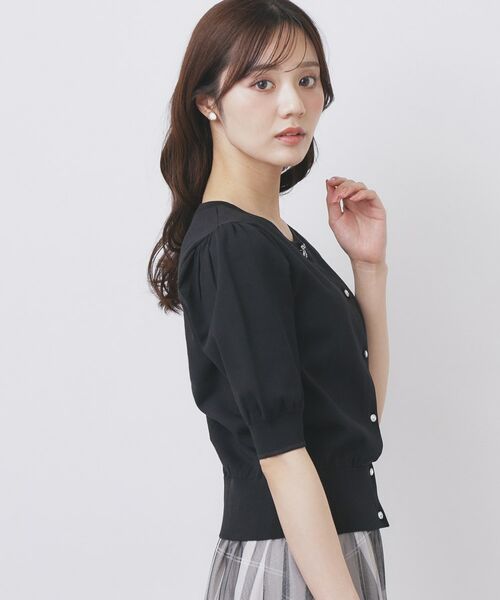 index / インデックス カーディガン・ボレロ | クルーネック半袖カーディガン【洗濯機洗い可/抗ピル/UVケア】 | 詳細1