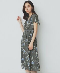 index / インデックス ミニ丈・ひざ丈ワンピース | カシュクールフラワーワンピース【洗濯機洗い可】