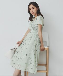 index / インデックス ミニ丈・ひざ丈ワンピース | カシュクールフラワーワンピース【洗濯機洗い可】