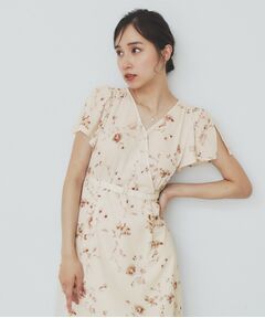 index / インデックス ミニ丈・ひざ丈ワンピース | カシュクールフラワーワンピース【洗濯機洗い可】