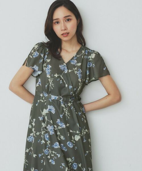 index / インデックス ミニ丈・ひざ丈ワンピース | カシュクールフラワーワンピース【洗濯機洗い可】 | 詳細1