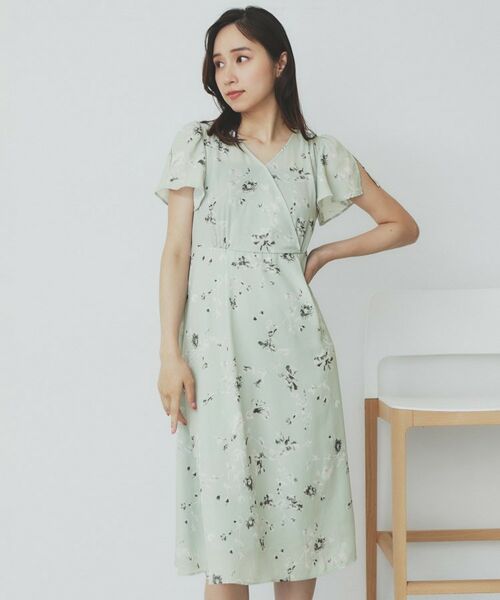 index / インデックス ミニ丈・ひざ丈ワンピース | カシュクールフラワーワンピース【洗濯機洗い可】 | 詳細10