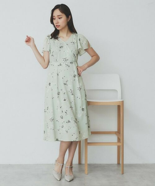 index / インデックス ミニ丈・ひざ丈ワンピース | カシュクールフラワーワンピース【洗濯機洗い可】 | 詳細11