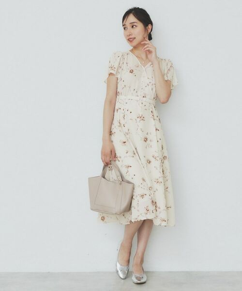 index / インデックス ミニ丈・ひざ丈ワンピース | カシュクールフラワーワンピース【洗濯機洗い可】 | 詳細14