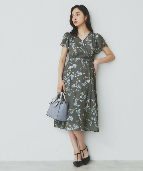 index / インデックス ミニ丈・ひざ丈ワンピース | カシュクールフラワーワンピース【洗濯機洗い可】 | 詳細2