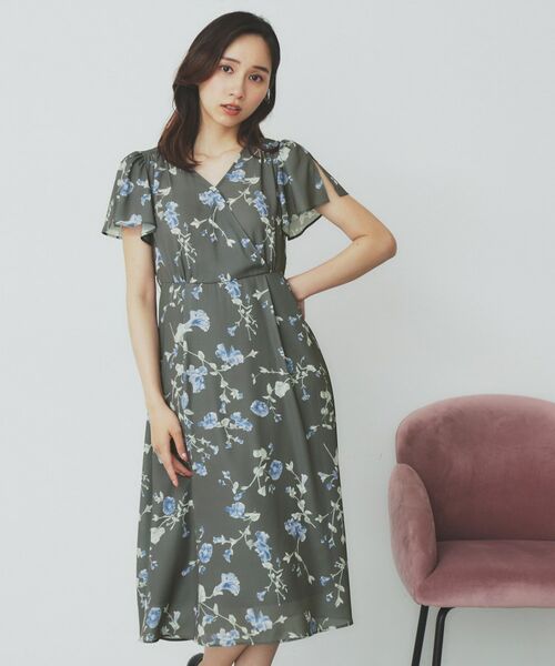 index / インデックス ミニ丈・ひざ丈ワンピース | カシュクールフラワーワンピース【洗濯機洗い可】 | 詳細4