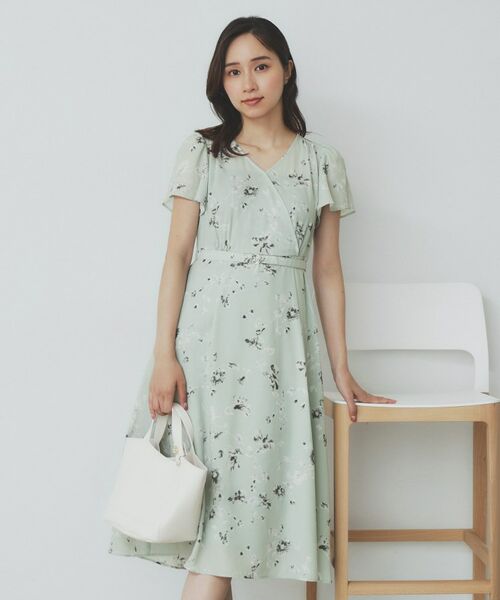 index / インデックス ミニ丈・ひざ丈ワンピース | カシュクールフラワーワンピース【洗濯機洗い可】 | 詳細7