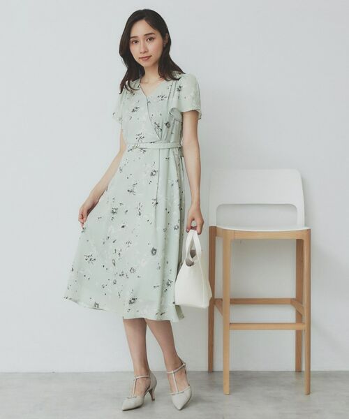 index / インデックス ミニ丈・ひざ丈ワンピース | カシュクールフラワーワンピース【洗濯機洗い可】 | 詳細9