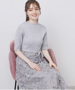 index / インデックス ミニ丈・ひざ丈ワンピース | フラワーレースドッキングワンピース【洗える/抗ピル】