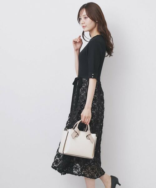 index / インデックス ミニ丈・ひざ丈ワンピース | フラワーレースドッキングワンピース【洗える/抗ピル】 | 詳細1