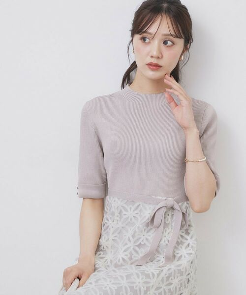 index / インデックス ミニ丈・ひざ丈ワンピース | フラワーレースドッキングワンピース【洗える/抗ピル】 | 詳細10