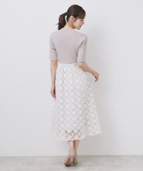 index / インデックス ミニ丈・ひざ丈ワンピース | フラワーレースドッキングワンピース【洗える/抗ピル】 | 詳細24