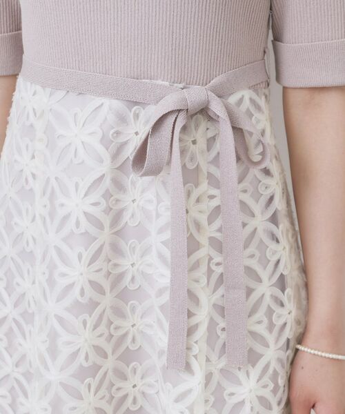index / インデックス ミニ丈・ひざ丈ワンピース | フラワーレースドッキングワンピース【洗える/抗ピル】 | 詳細29