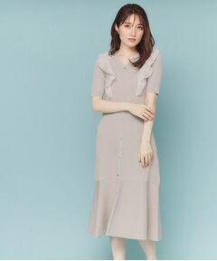 index / インデックス ミニ丈・ひざ丈ワンピース | フリルドッキングニットワンピース【洗濯機洗い可/抗ピル】