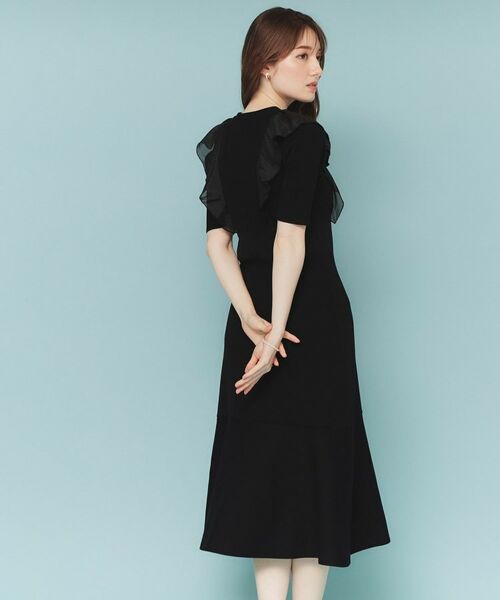 index / インデックス ミニ丈・ひざ丈ワンピース | フリルドッキングニットワンピース【洗濯機洗い可/抗ピル】 | 詳細1