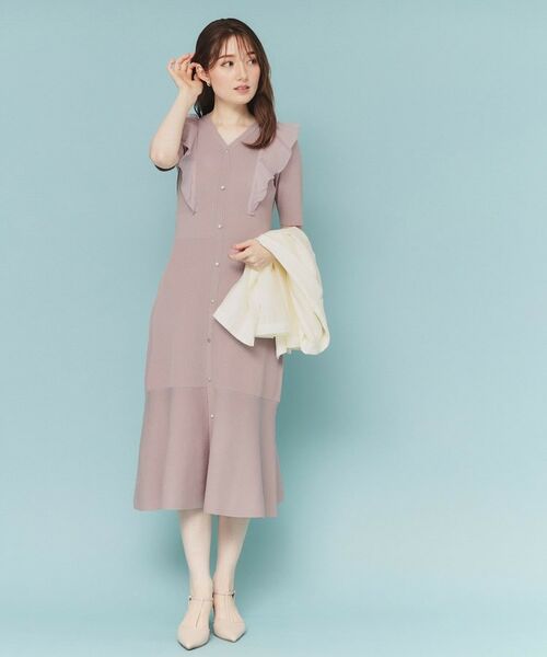 index / インデックス ミニ丈・ひざ丈ワンピース | フリルドッキングニットワンピース【洗濯機洗い可/抗ピル】 | 詳細10