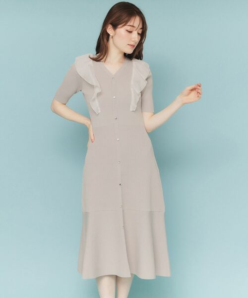 index / インデックス ミニ丈・ひざ丈ワンピース | フリルドッキングニットワンピース【洗濯機洗い可/抗ピル】 | 詳細13