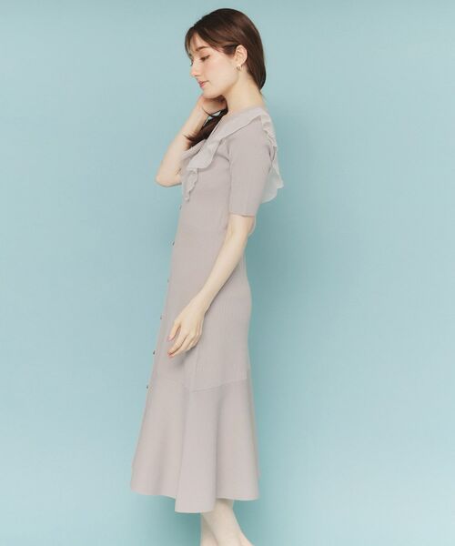 index / インデックス ミニ丈・ひざ丈ワンピース | フリルドッキングニットワンピース【洗濯機洗い可/抗ピル】 | 詳細14