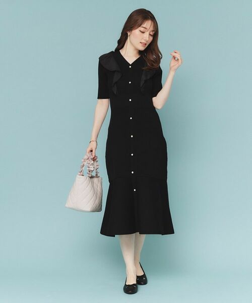 index / インデックス ミニ丈・ひざ丈ワンピース | フリルドッキングニットワンピース【洗濯機洗い可/抗ピル】 | 詳細2