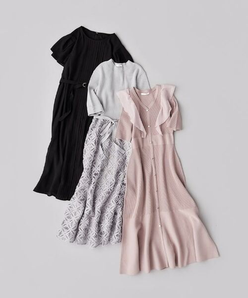index / インデックス ミニ丈・ひざ丈ワンピース | フリルドッキングニットワンピース【洗濯機洗い可/抗ピル】 | 詳細20