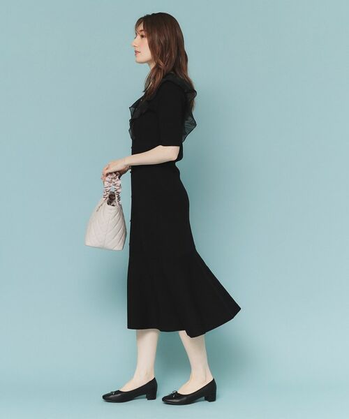 index / インデックス ミニ丈・ひざ丈ワンピース | フリルドッキングニットワンピース【洗濯機洗い可/抗ピル】 | 詳細3