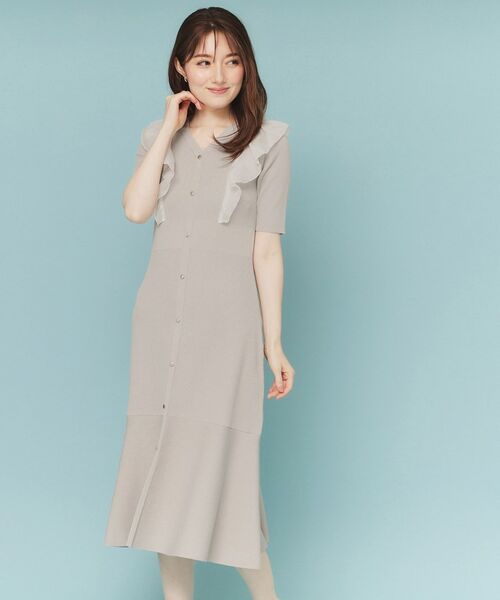 index / インデックス ミニ丈・ひざ丈ワンピース | フリルドッキングニットワンピース【洗濯機洗い可/抗ピル】 | 詳細5