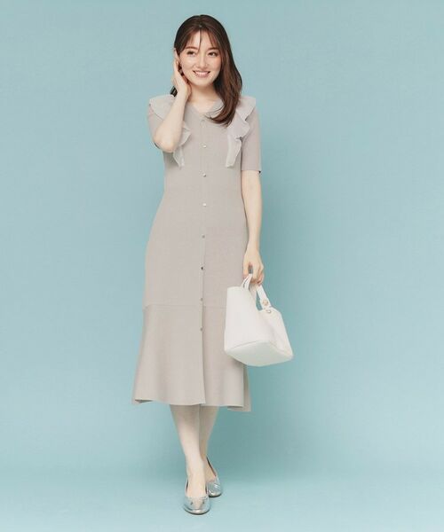 index / インデックス ミニ丈・ひざ丈ワンピース | フリルドッキングニットワンピース【洗濯機洗い可/抗ピル】 | 詳細6