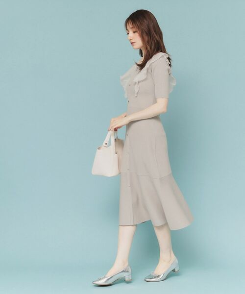 index / インデックス ミニ丈・ひざ丈ワンピース | フリルドッキングニットワンピース【洗濯機洗い可/抗ピル】 | 詳細7