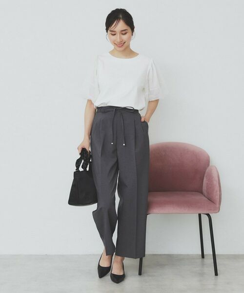 index / インデックス パンツ | ストレッチ2タックワイドパンツ【洗濯機洗い可/接触冷感/吸水速乾】 | 詳細3