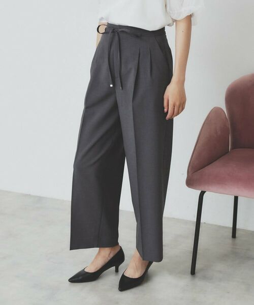 index / インデックス パンツ | ストレッチ2タックワイドパンツ【洗濯機洗い可/接触冷感/吸水速乾】(チャコールグレー(014))