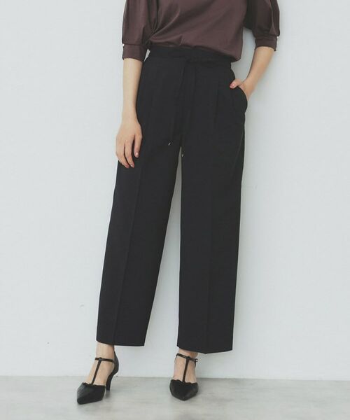 index / インデックス パンツ | ストレッチ2タックワイドパンツ【洗濯機洗い可/接触冷感/吸水速乾】(ブラック(019))