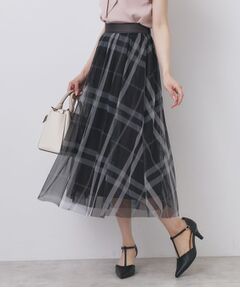 index / インデックス ロング・マキシ丈スカート | チュールラメチェックフレアスカート【洗濯機洗い可/防シワ】