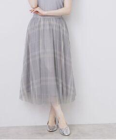 index / インデックス ロング・マキシ丈スカート | チュールラメチェックフレアスカート【洗濯機洗い可/防シワ】