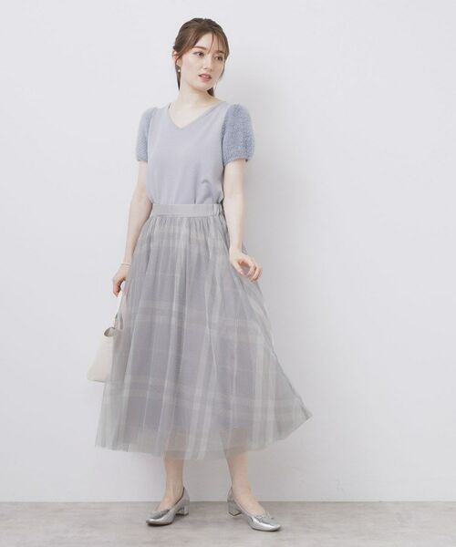 index / インデックス ロング・マキシ丈スカート | チュールラメチェックフレアスカート【洗濯機洗い可/防シワ】 | 詳細12