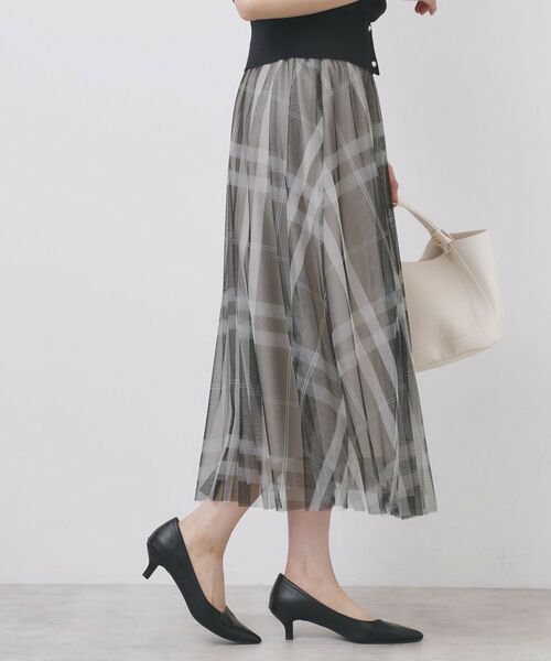 index / インデックス ロング・マキシ丈スカート | チュールラメチェックフレアスカート【洗濯機洗い可/防シワ】 | 詳細3