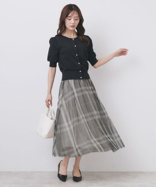 index / インデックス ロング・マキシ丈スカート | チュールラメチェックフレアスカート【洗濯機洗い可/防シワ】 | 詳細4