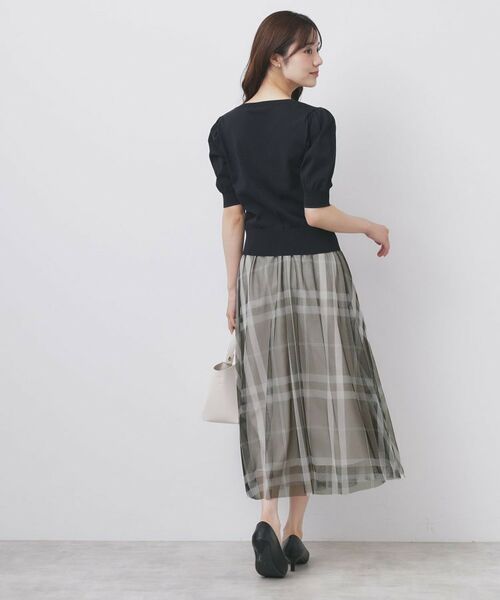 index / インデックス ロング・マキシ丈スカート | チュールラメチェックフレアスカート【洗濯機洗い可/防シワ】 | 詳細5