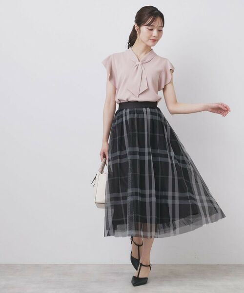 index / インデックス ロング・マキシ丈スカート | チュールラメチェックフレアスカート【洗濯機洗い可/防シワ】 | 詳細8