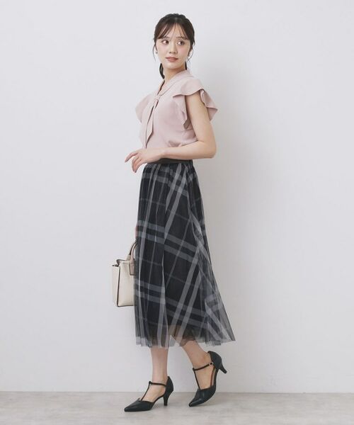 index / インデックス ロング・マキシ丈スカート | チュールラメチェックフレアスカート【洗濯機洗い可/防シワ】 | 詳細9