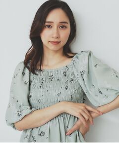 index / インデックス シャツ・ブラウス | フラワーシャーリングペプラムブラウス【洗濯機洗い可】