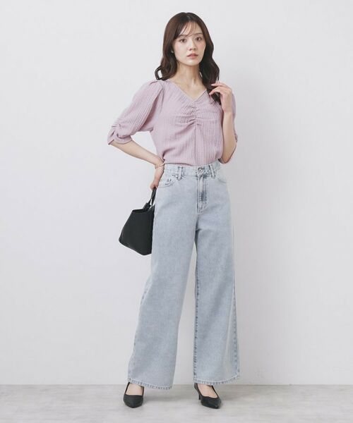 index / インデックス シャツ・ブラウス | フロントギャザージャガードブラウス【洗濯機洗い可】 | 詳細10