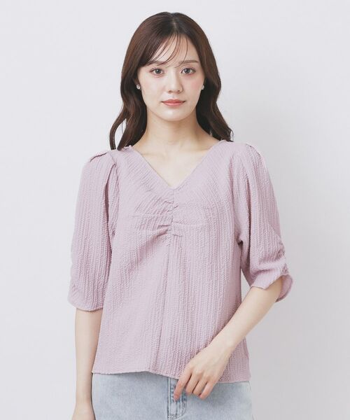 index / インデックス シャツ・ブラウス | フロントギャザージャガードブラウス【洗濯機洗い可】 | 詳細13