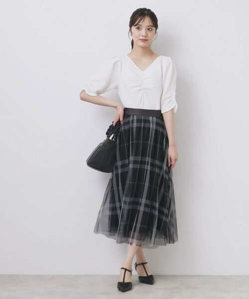 index / インデックス シャツ・ブラウス | フロントギャザージャガードブラウス【洗濯機洗い可】 | 詳細2